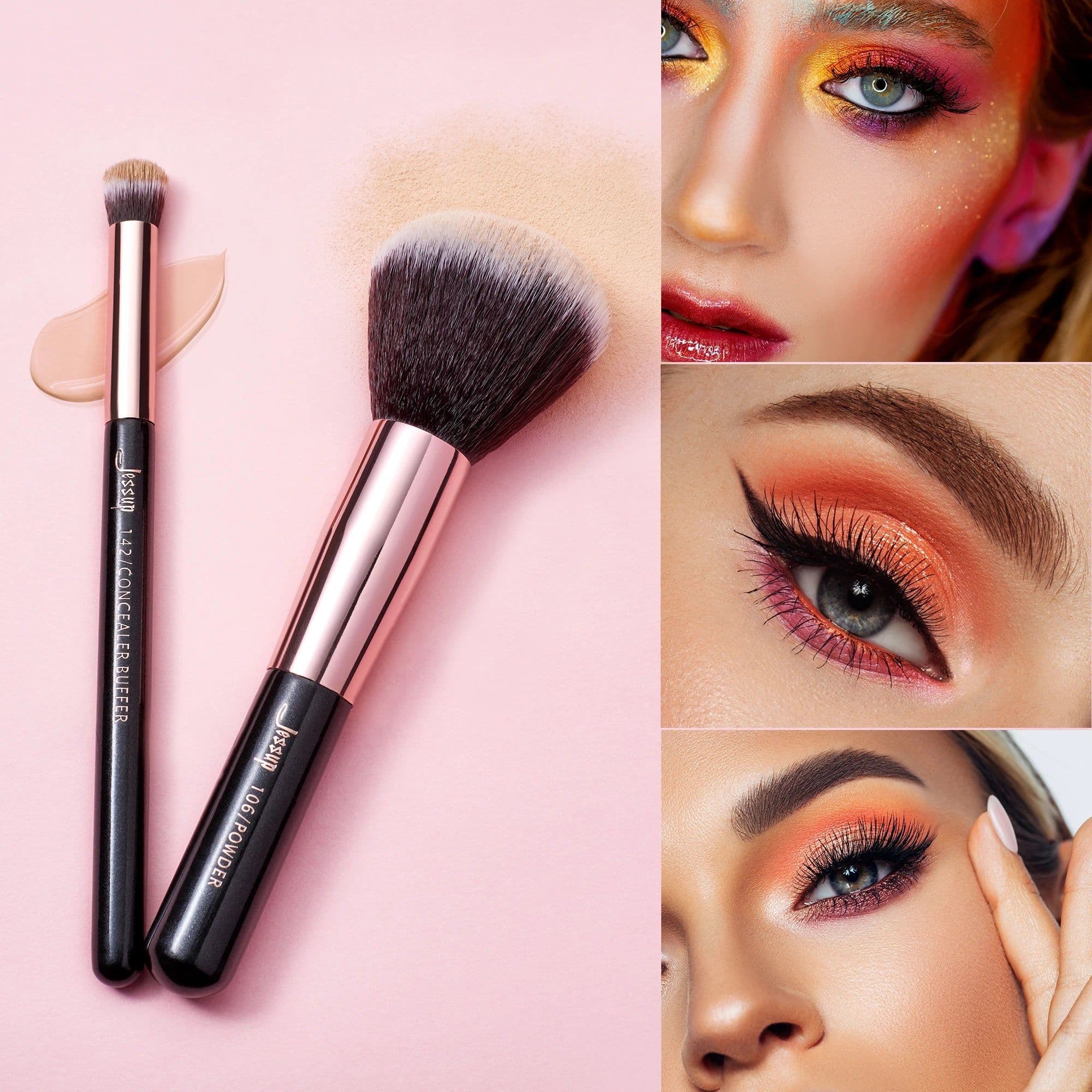 image-Jessup Makeup Brushes Set 6-25pcs Foundation Powder Eyeshadow Liner Brush Blending Highlighter Brocha Maquillaje RoseGold/Black