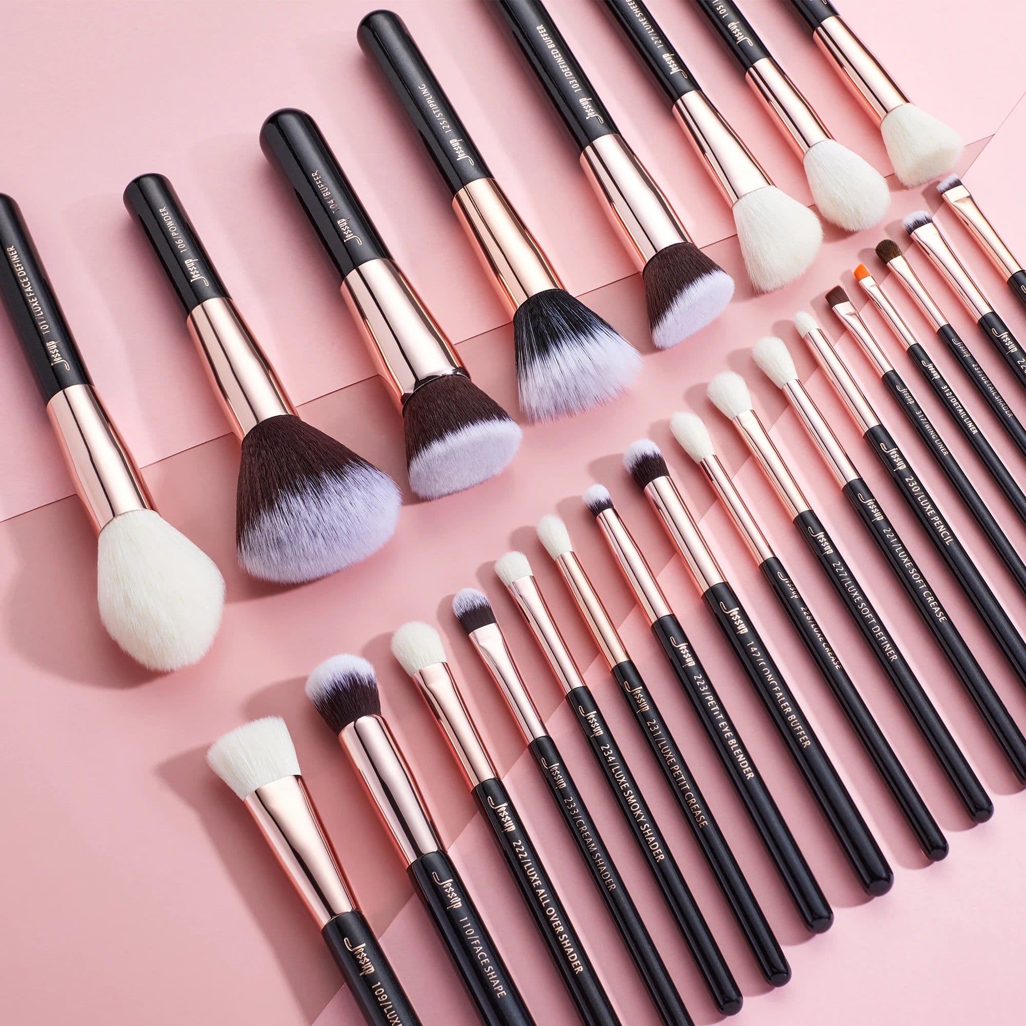 image-Jessup Makeup Brushes Set 6-25pcs Foundation Powder Eyeshadow Liner Brush Blending Highlighter Brocha Maquillaje RoseGold/Black