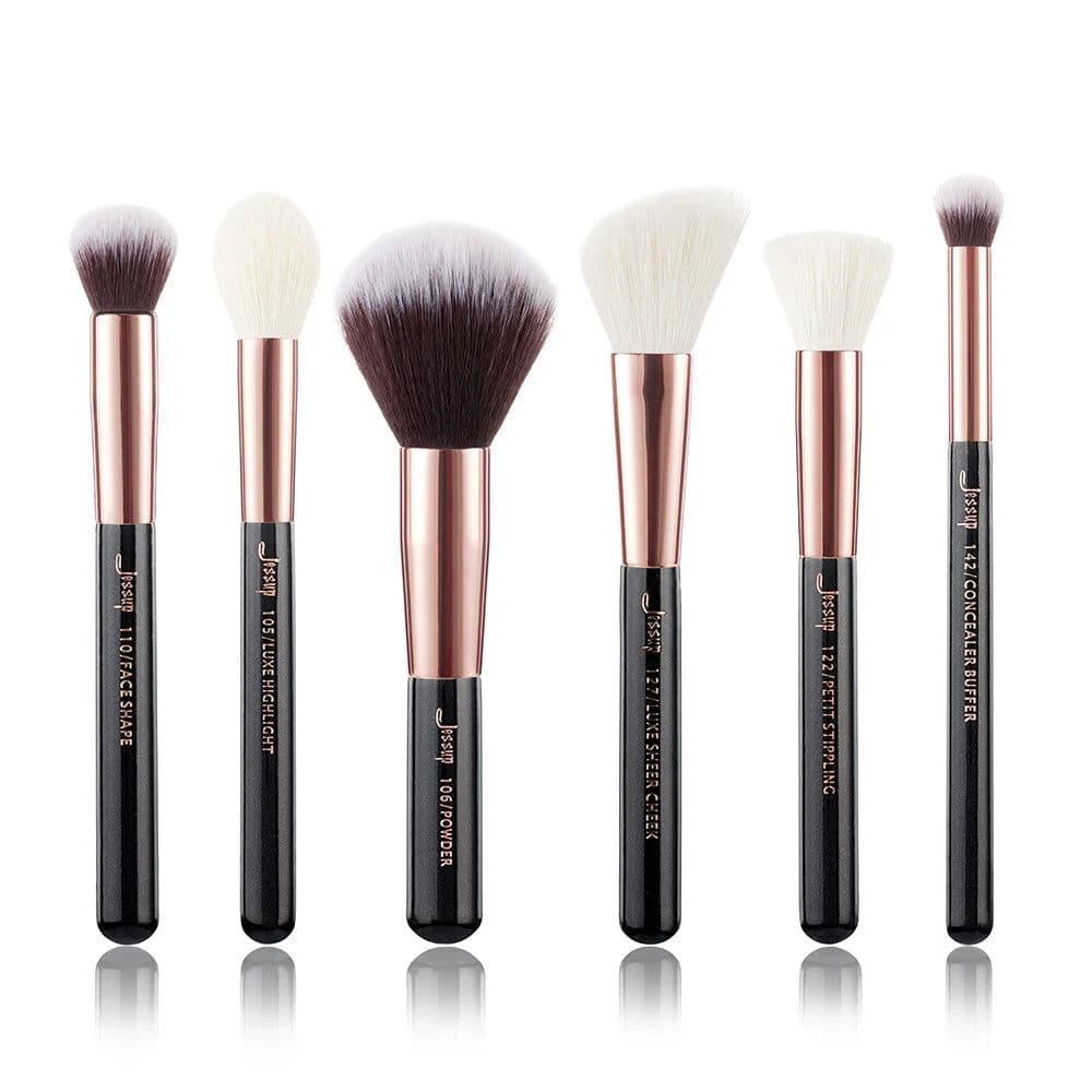 image-Jessup Makeup Brushes Set 6-25pcs Foundation Powder Eyeshadow Liner Brush Blending Highlighter Brocha Maquillaje RoseGold/Black