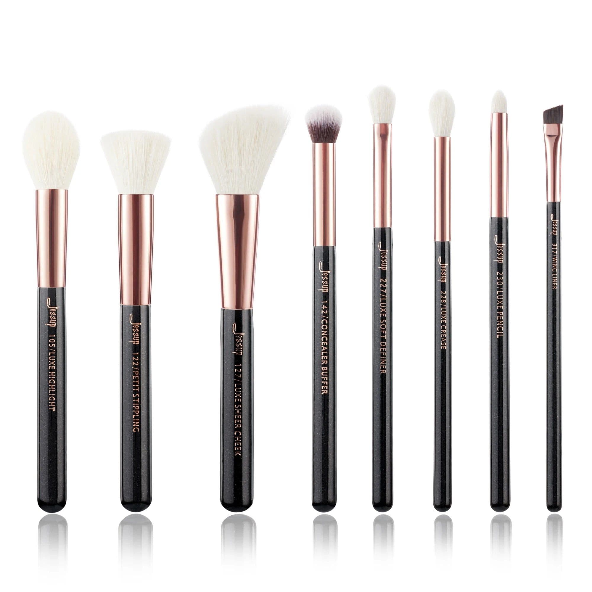 image-Jessup Makeup Brushes Set 6-25pcs Foundation Powder Eyeshadow Liner Brush Blending Highlighter Brocha Maquillaje RoseGold/Black
