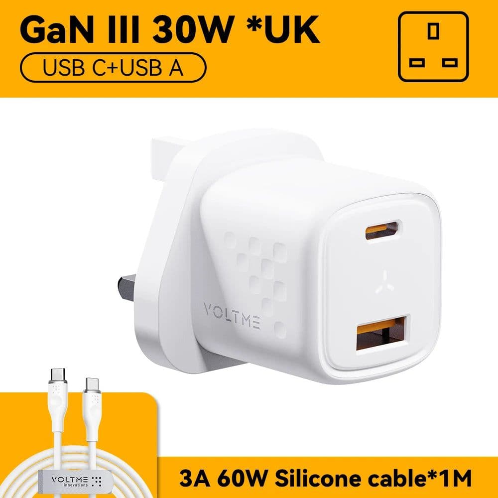 image-VOLTME GaN III 30W USB C Charger Quick Charge for iPhone 13/Pro/Pro Max/12 Galaxy Note for iPad Pro MacBook PD 30W Phone Charger