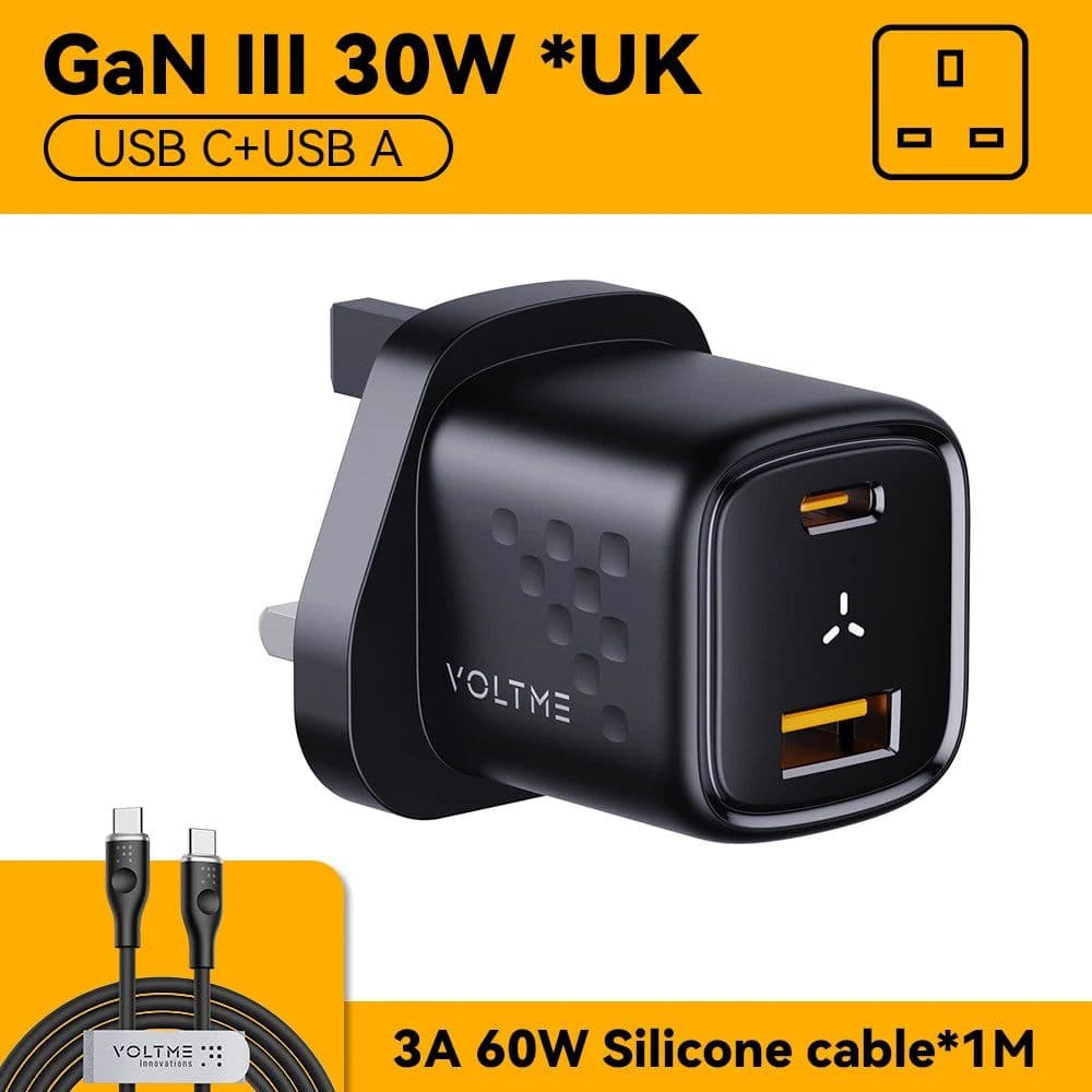 image-VOLTME GaN III 30W USB C Charger Quick Charge for iPhone 13/Pro/Pro Max/12 Galaxy Note for iPad Pro MacBook PD 30W Phone Charger