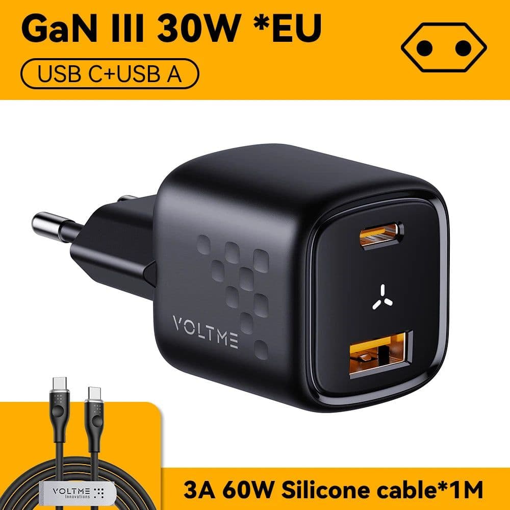 image-VOLTME GaN III 30W USB C Charger Quick Charge for iPhone 13/Pro/Pro Max/12 Galaxy Note for iPad Pro MacBook PD 30W Phone Charger