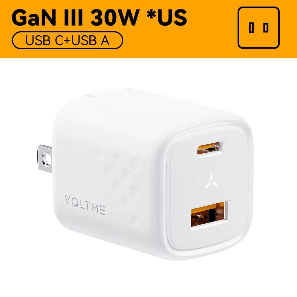 image-VOLTME GaN III 30W USB C Charger Quick Charge for iPhone 13/Pro/Pro Max/12 Galaxy Note for iPad Pro MacBook PD 30W Phone Charger