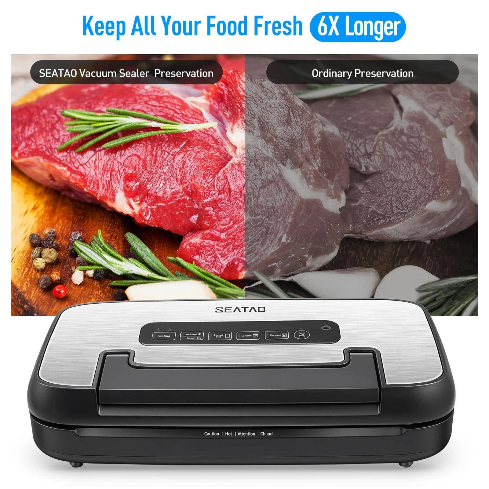image-SEATAO VH5156 Save energ Food Vacuum Sealer Machine Automatic Commercial Household Food Vacuum Sealer Packaging retain freshness