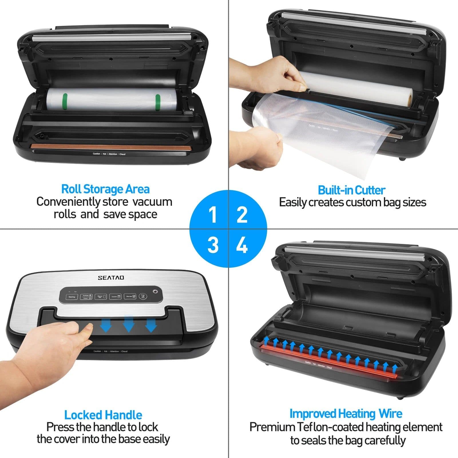 image-SEATAO VH5156 Save energ Food Vacuum Sealer Machine Automatic Commercial Household Food Vacuum Sealer Packaging retain freshness