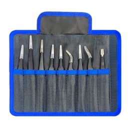 image-9pcs/set Anti-static ESD Stainless Steel Tweezers Maintenance Tools Industrial Precision Curved Straight Tweezers Repair Tools