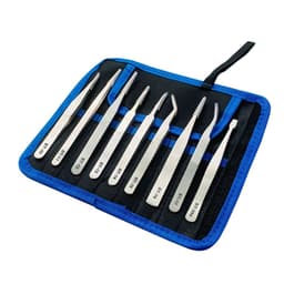 image-9pcs/set Anti-static ESD Stainless Steel Tweezers Maintenance Tools Industrial Precision Curved Straight Tweezers Repair Tools
