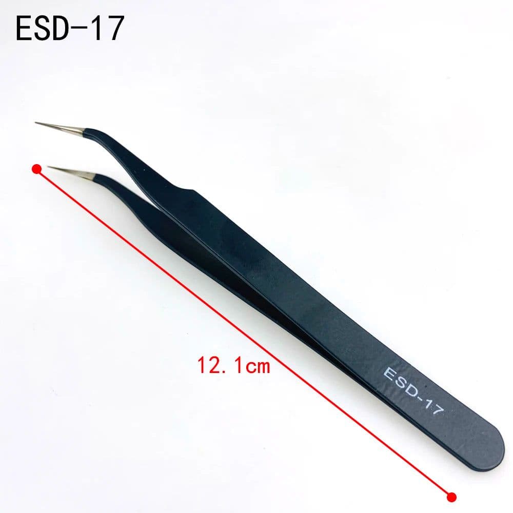 image-9pcs/set Anti-static ESD Stainless Steel Tweezers Maintenance Tools Industrial Precision Curved Straight Tweezers Repair Tools