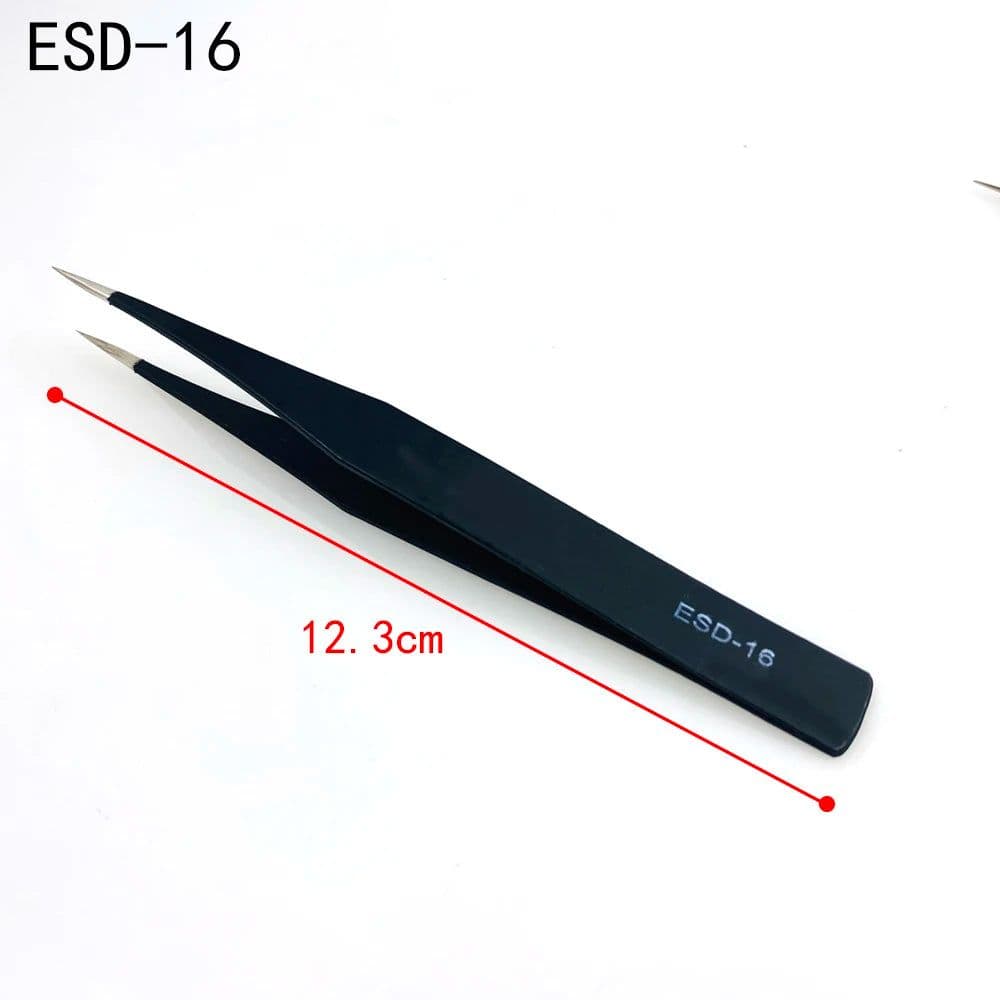 image-9pcs/set Anti-static ESD Stainless Steel Tweezers Maintenance Tools Industrial Precision Curved Straight Tweezers Repair Tools