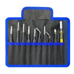 image-9pcs/set Anti-static ESD Stainless Steel Tweezers Maintenance Tools Industrial Precision Curved Straight Tweezers Repair Tools
