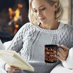 image-3D Bookshelf Mug Library Bookshelf Cup Bookshelf Cat Design Book Mug Book Club Cup Novelty Coffee Mug Motivational Quote