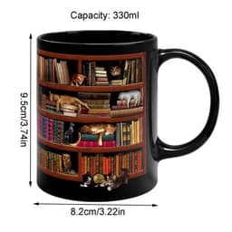 image-3D Bookshelf Mug Library Bookshelf Cup Bookshelf Cat Design Book Mug Book Club Cup Novelty Coffee Mug Motivational Quote