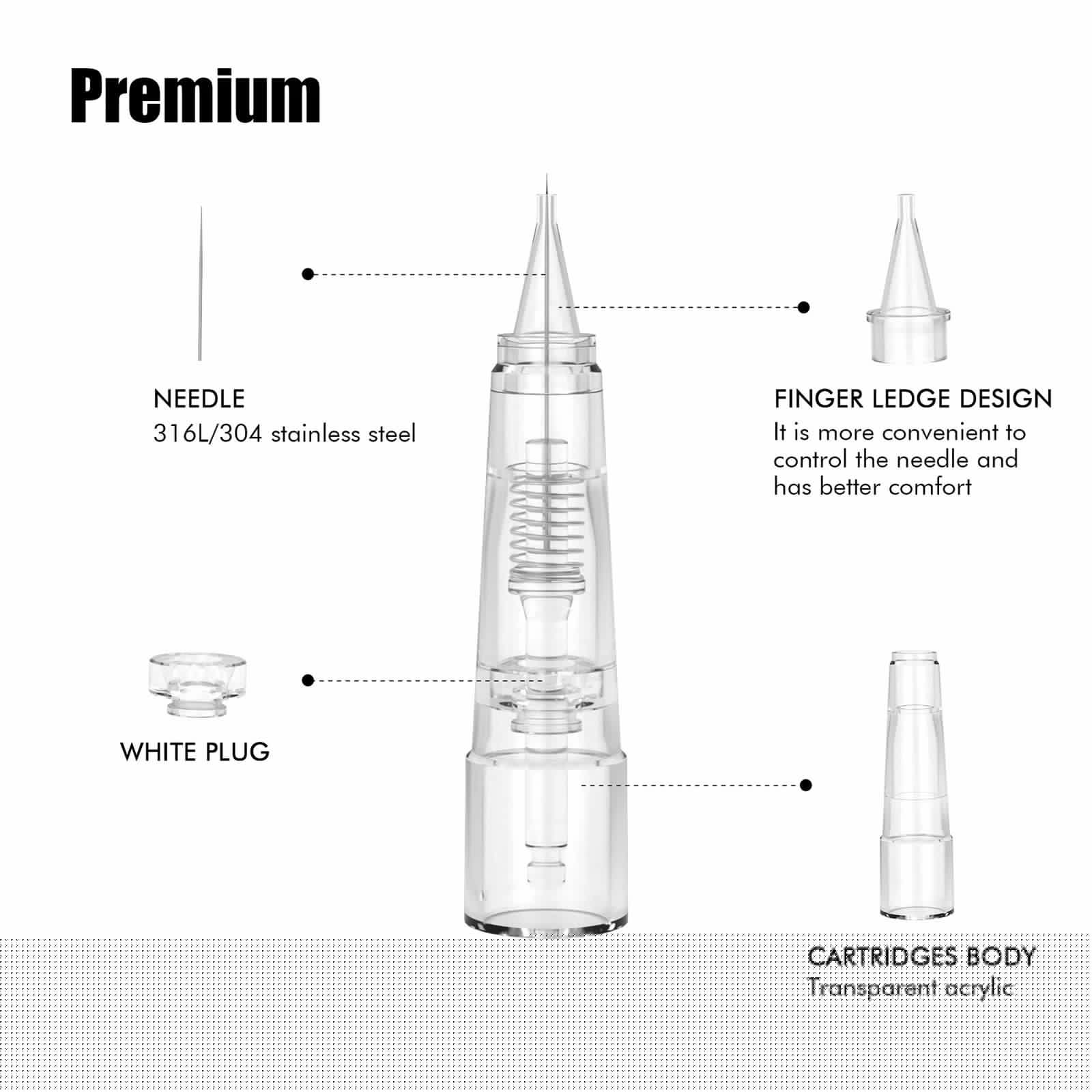 image-Biomaser Professional Permanent Makeup Cartridge Needles 1R/2R/3RL/5RL Disposable Sterilized Tattoo Pen Machine Needles Tips
