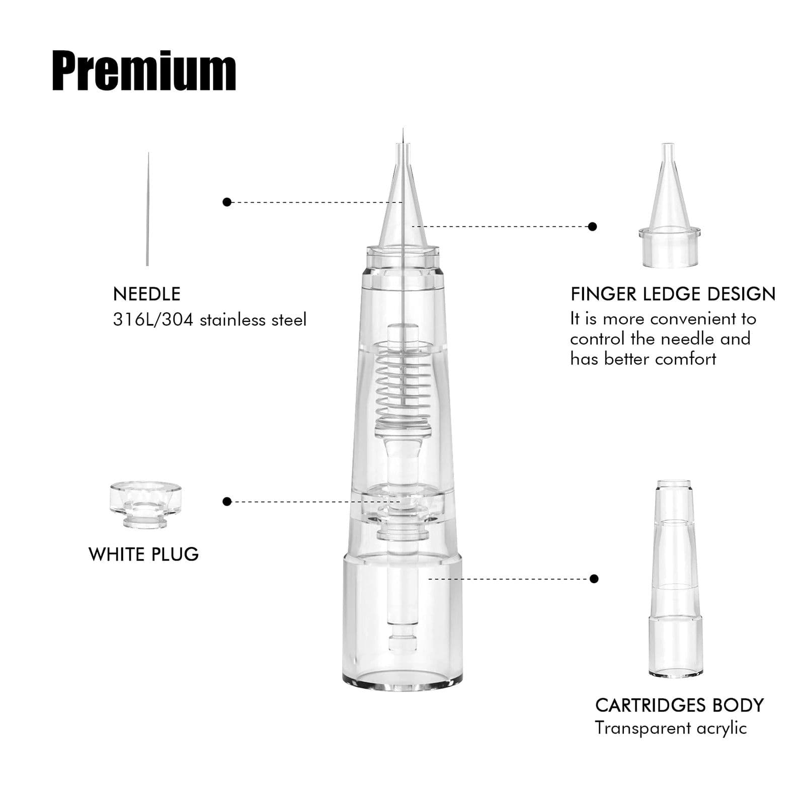 image-Biomaser Professional Permanent Makeup Cartridge Needles 1R/2R/3RL/5RL Disposable Sterilized Tattoo Pen Machine Needles Tips