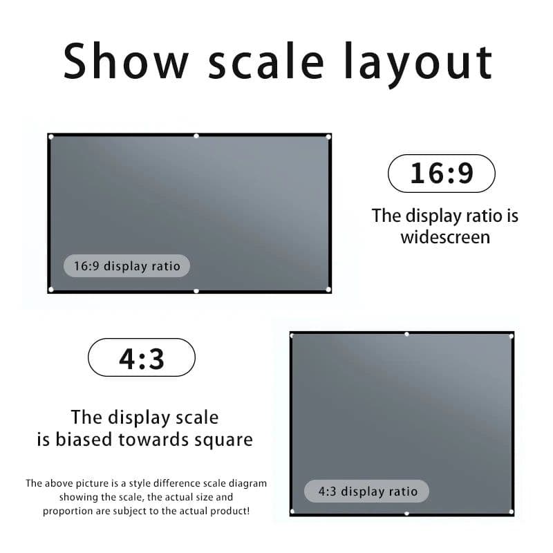 image-MIXITO Black Edge With Hole 16:9Gray Anti-light Projection Screen 30-133 Inch Outdoor Household Office Portable Projector Screen
