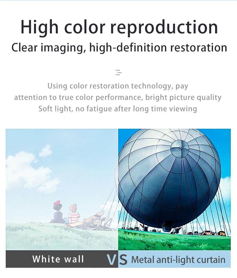 image-MIXITO Black Edge With Hole 16:9Gray Anti-light Projection Screen 30-133 Inch Outdoor Household Office Portable Projector Screen