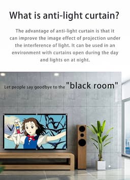 image-MIXITO Black Edge With Hole 16:9Gray Anti-light Projection Screen 30-133 Inch Outdoor Household Office Portable Projector Screen