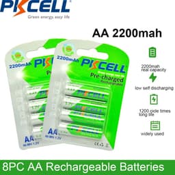 image-8PCS 2200mAh AA Rechargeable Battery 1.2V NIMH 2A AA Pre-charged LSD Batteries and 2PC Battery box for clock microphone LED