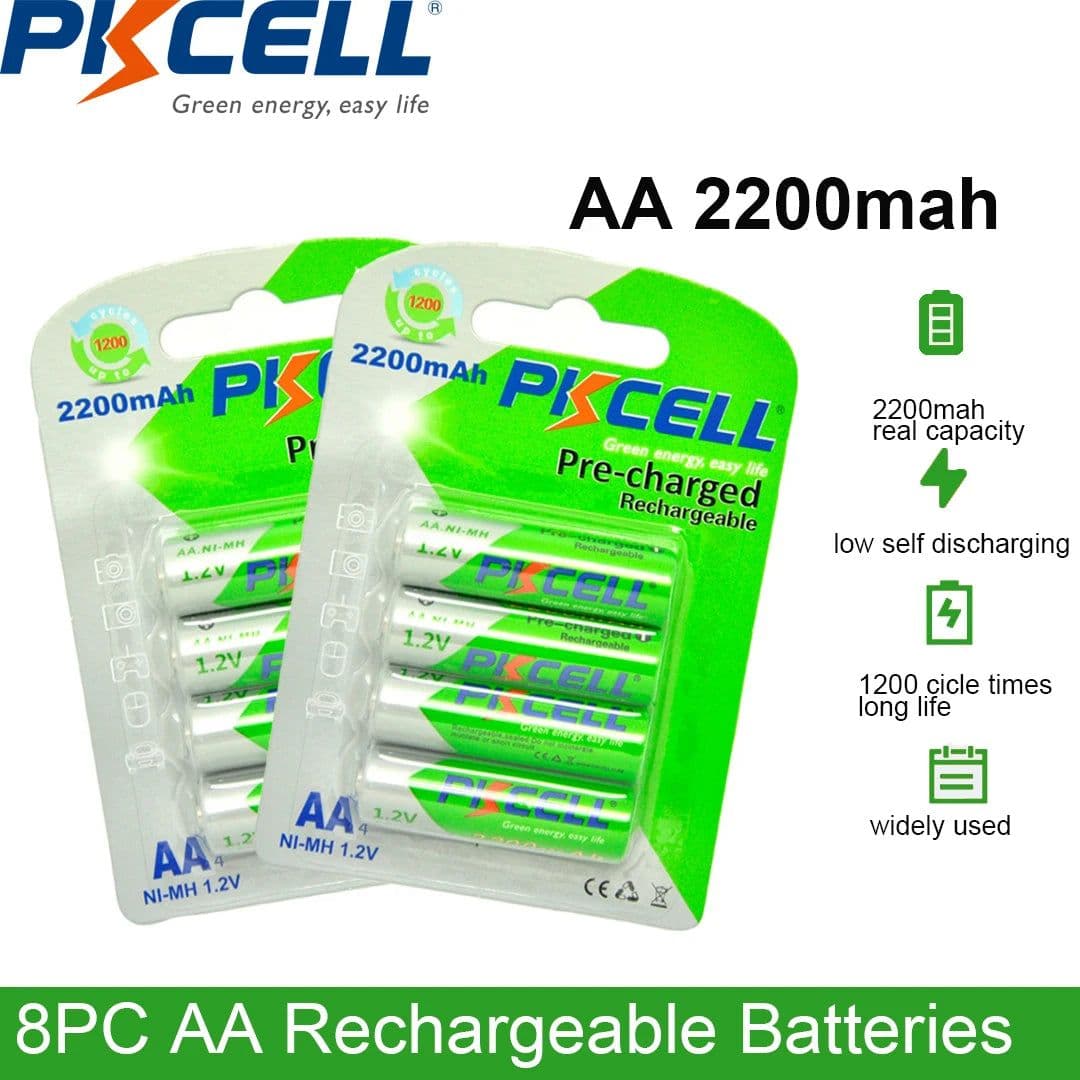 image-8PCS 2200mAh AA Rechargeable Battery 1.2V NIMH 2A AA Pre-charged LSD Batteries and 2PC Battery box for clock microphone LED