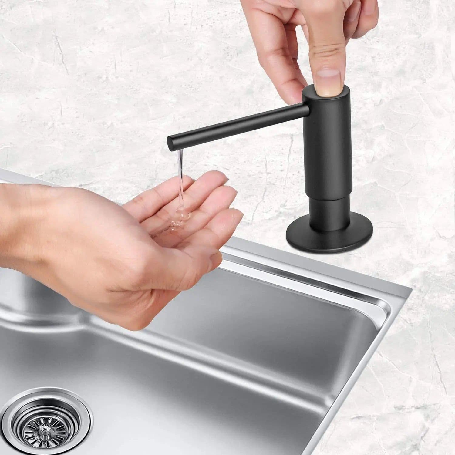 image-Samodra liquid Soap Dispenser With Extension Tube Kit Brass Pump Head For Kitchen Sink Bathroom accessories Black dispenser Soap