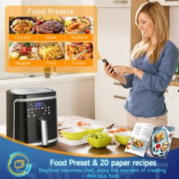 image-7L Smart Oil Free Air Fryer LED Touch Screen 7 Preset + Keep Warm Manual Mode Removable Non-stick Basket Wifi Connection BPA Free 1900W