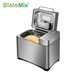 image-Biolomix Stainless Steel 1KG 19-in-1 Automatic Bread Maker 650W Programmable Bread Machine with 3 Loaf Sizes Fruit Nut Dispenser