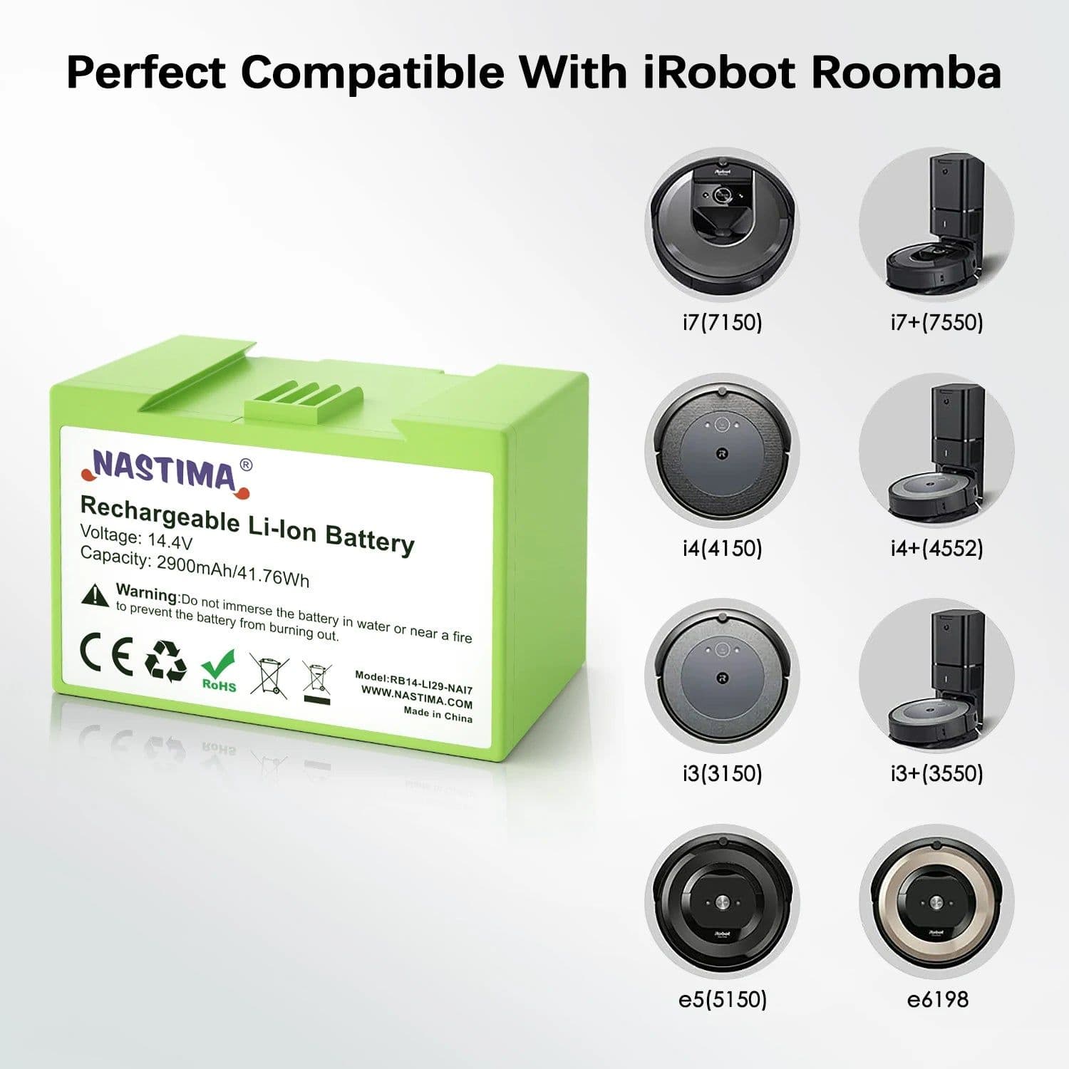 image-I7 14.4V 2900mAh i7 Battery Replacement for iRobot Roomba e and i Series i7+ e5 7150 7550 i3 3150 i3+ 3550 i4 4150 i4+ 4624864