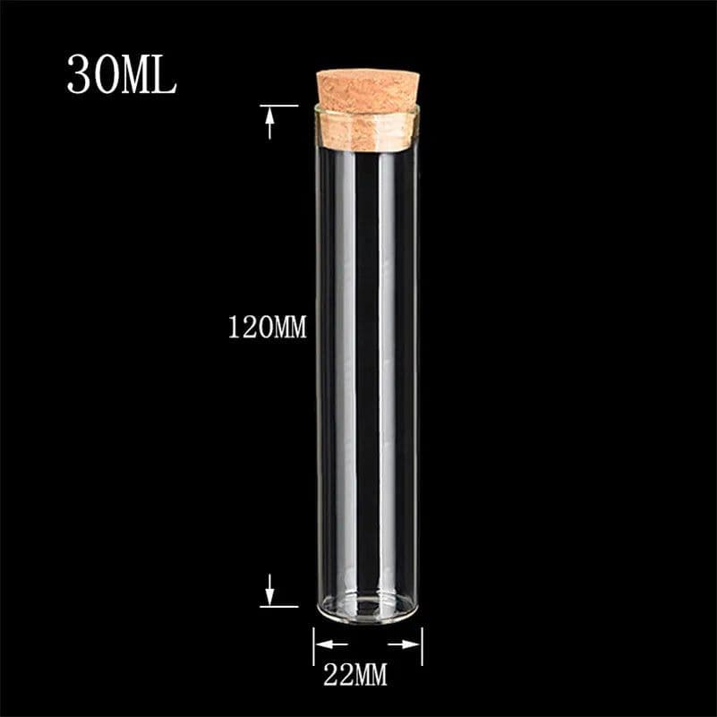 image-50pcs/lot 22*120mm 30ml Transparent Clear Bottles With Cork Stopper Food Grade Glass Vials Jars Storage Bottles Test Tube Jars