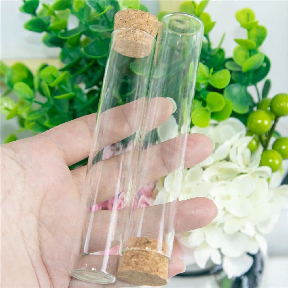 image-50pcs/lot 22*120mm 30ml Transparent Clear Bottles With Cork Stopper Food Grade Glass Vials Jars Storage Bottles Test Tube Jars