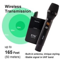 image-EYK EW-C100 Single Channel UHF Wireless Handheld Mic with Monitor Function for Smartphone DSLR Cameras Interview Video Recording