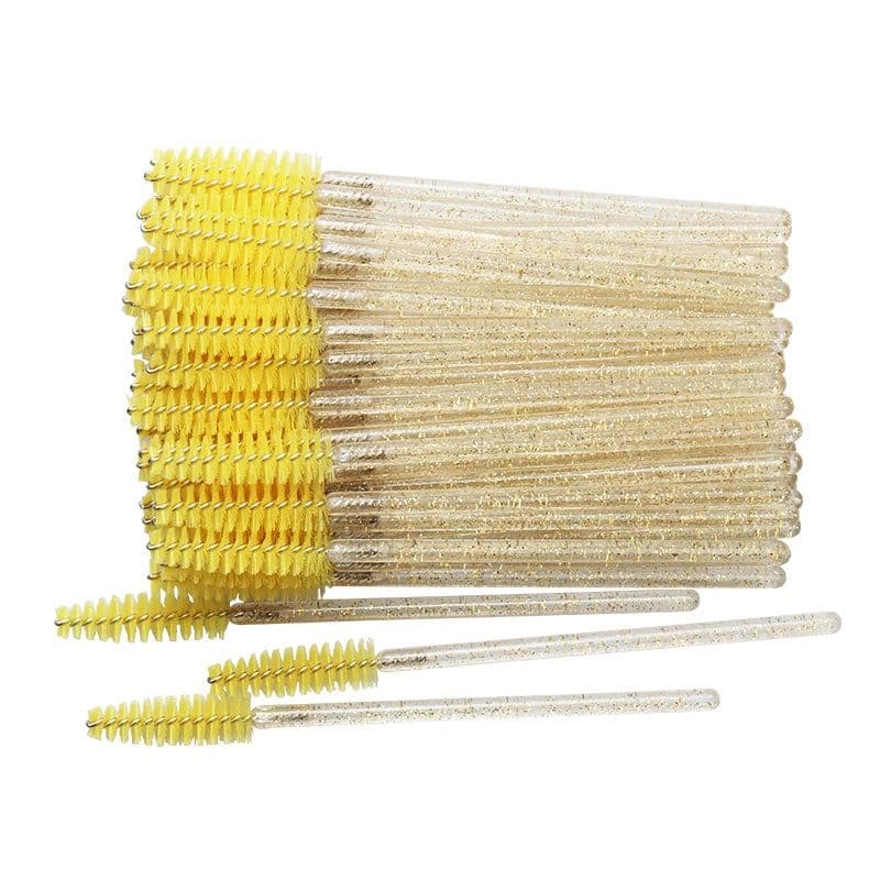 image-50 pcs Cosmetic Eyelash Brush Crystal Mascara Wands Applicator Diamond Eyelashes brushes Disposable Make Up brushes Tools