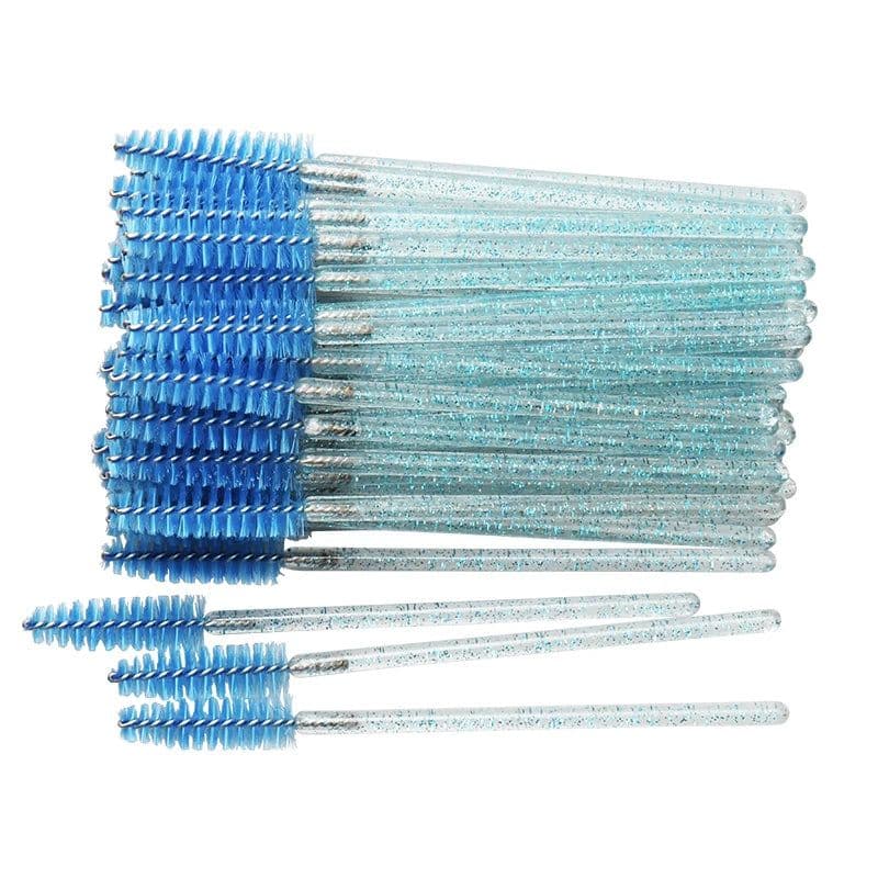 image-50 pcs Cosmetic Eyelash Brush Crystal Mascara Wands Applicator Diamond Eyelashes brushes Disposable Make Up brushes Tools