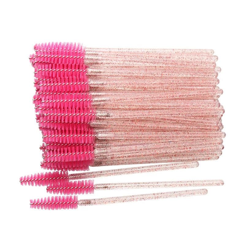 image-50 pcs Cosmetic Eyelash Brush Crystal Mascara Wands Applicator Diamond Eyelashes brushes Disposable Make Up brushes Tools