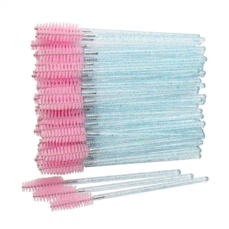 image-50 pcs Cosmetic Eyelash Brush Crystal Mascara Wands Applicator Diamond Eyelashes brushes Disposable Make Up brushes Tools