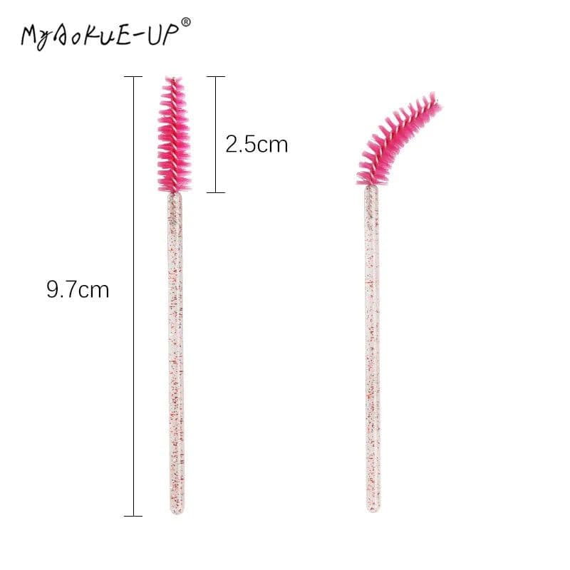 image-50 pcs Cosmetic Eyelash Brush Crystal Mascara Wands Applicator Diamond Eyelashes brushes Disposable Make Up brushes Tools
