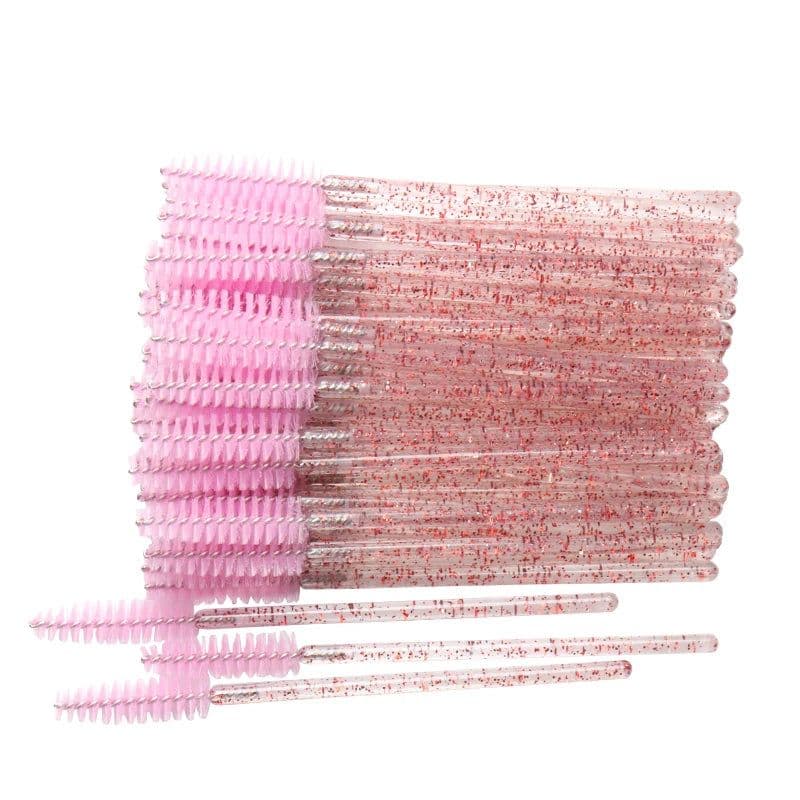 image-50 pcs Cosmetic Eyelash Brush Crystal Mascara Wands Applicator Diamond Eyelashes brushes Disposable Make Up brushes Tools
