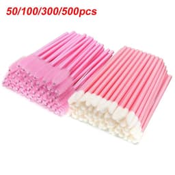image-Eyelash Brushes Disposable Eyebrow Eyelash Spoolies Mascara Wands Applicator for Eyelash Extension Makeup Tool 50/100/300/500pcs