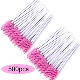 image-Eyelash Brushes Disposable Eyebrow Eyelash Spoolies Mascara Wands Applicator for Eyelash Extension Makeup Tool 50/100/300/500pcs