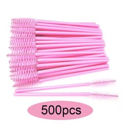 image-Eyelash Brushes Disposable Eyebrow Eyelash Spoolies Mascara Wands Applicator for Eyelash Extension Makeup Tool 50/100/300/500pcs