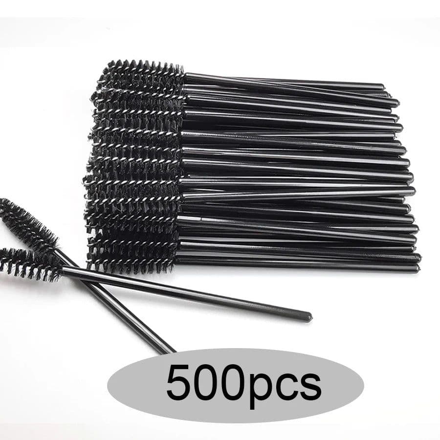 image-Eyelash Brushes Disposable Eyebrow Eyelash Spoolies Mascara Wands Applicator for Eyelash Extension Makeup Tool 50/100/300/500pcs
