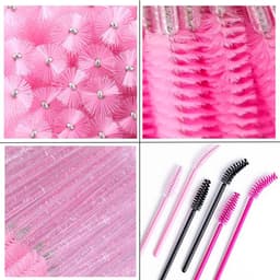 image-Eyelash Brushes Disposable Eyebrow Eyelash Spoolies Mascara Wands Applicator for Eyelash Extension Makeup Tool 50/100/300/500pcs