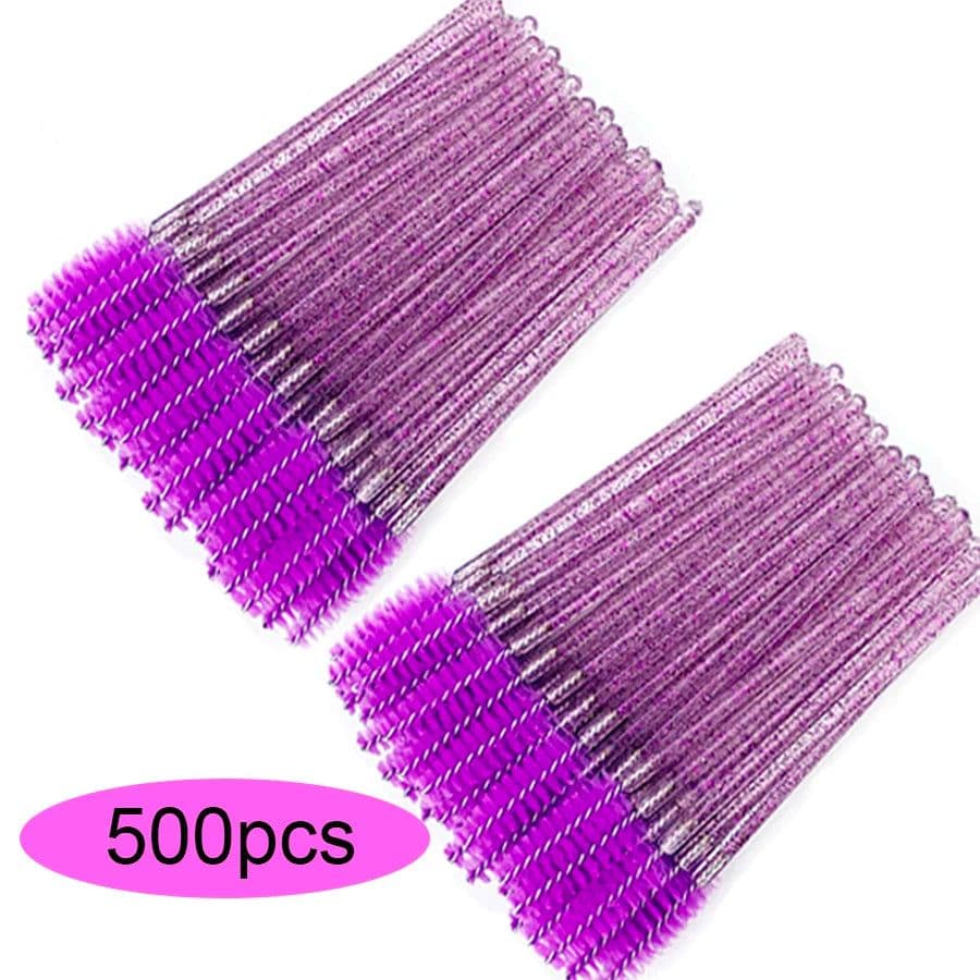 image-Eyelash Brushes Disposable Eyebrow Eyelash Spoolies Mascara Wands Applicator for Eyelash Extension Makeup Tool 50/100/300/500pcs