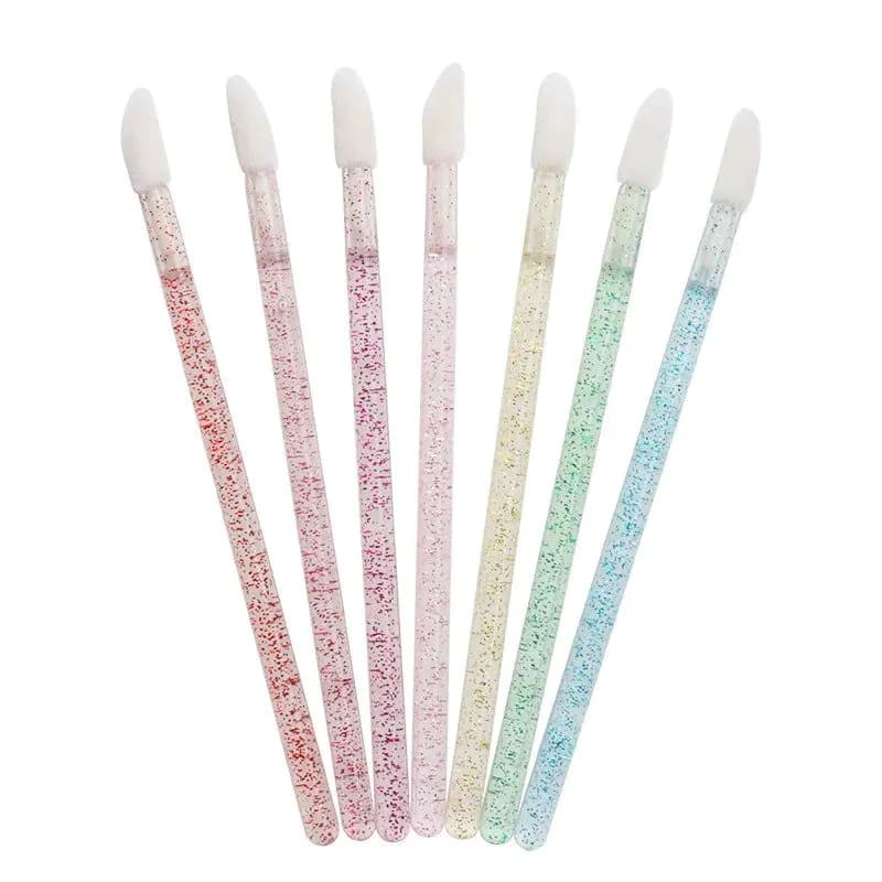 image-50 pcs Crystal Mascara Wands Applicator Diamond Disposable Lip brushes Cosmetic Eyelash Brush women Make Up brushes Tools
