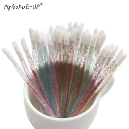image-50 pcs Crystal Mascara Wands Applicator Diamond Disposable Lip brushes Cosmetic Eyelash Brush women Make Up brushes Tools