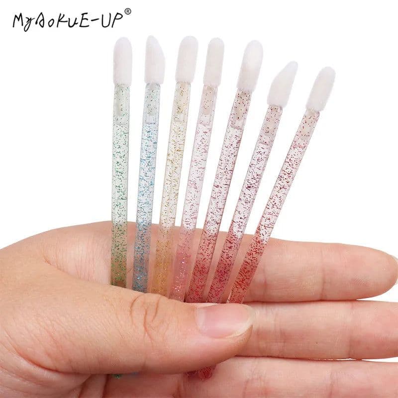 image-50 pcs Crystal Mascara Wands Applicator Diamond Disposable Lip brushes Cosmetic Eyelash Brush women Make Up brushes Tools