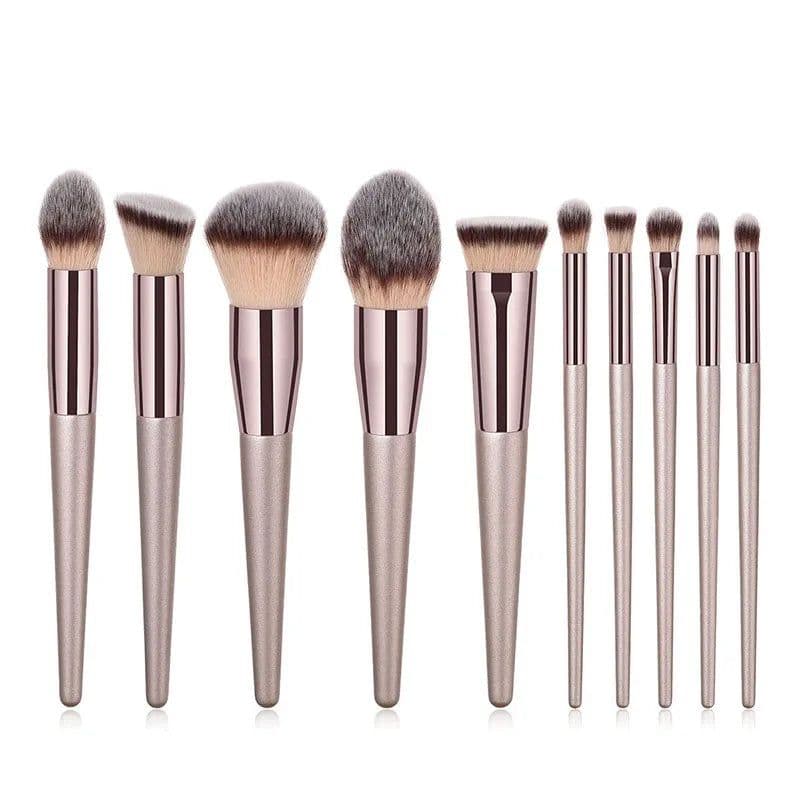 image-Hot Champagne Makeup Brushes Set for Women Cosmetic Foundation Powder Blush Eyeshadow Kabuki Blending Make Up Brush Beauty Tools