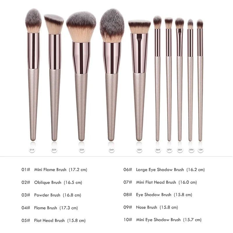 image-Hot Champagne Makeup Brushes Set for Women Cosmetic Foundation Powder Blush Eyeshadow Kabuki Blending Make Up Brush Beauty Tools
