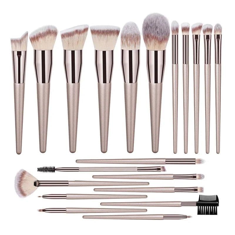 image-Hot Champagne Makeup Brushes Set for Women Cosmetic Foundation Powder Blush Eyeshadow Kabuki Blending Make Up Brush Beauty Tools