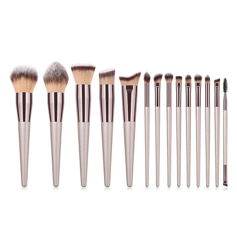 image-Hot Champagne Makeup Brushes Set for Women Cosmetic Foundation Powder Blush Eyeshadow Kabuki Blending Make Up Brush Beauty Tools